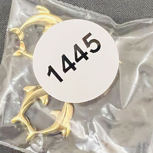 Vintage Weekenders Paua Shell Kissing Dolphins Heart Dangle Earrings Gold 1445 - Picture 10 of 10